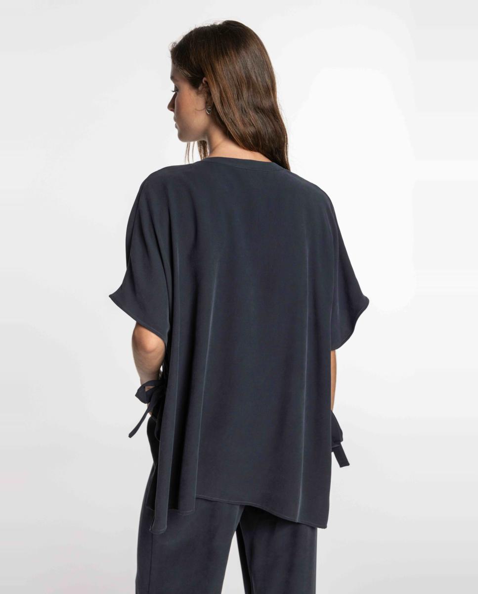 Capa de Cupro com Laços Azul-marinho-2