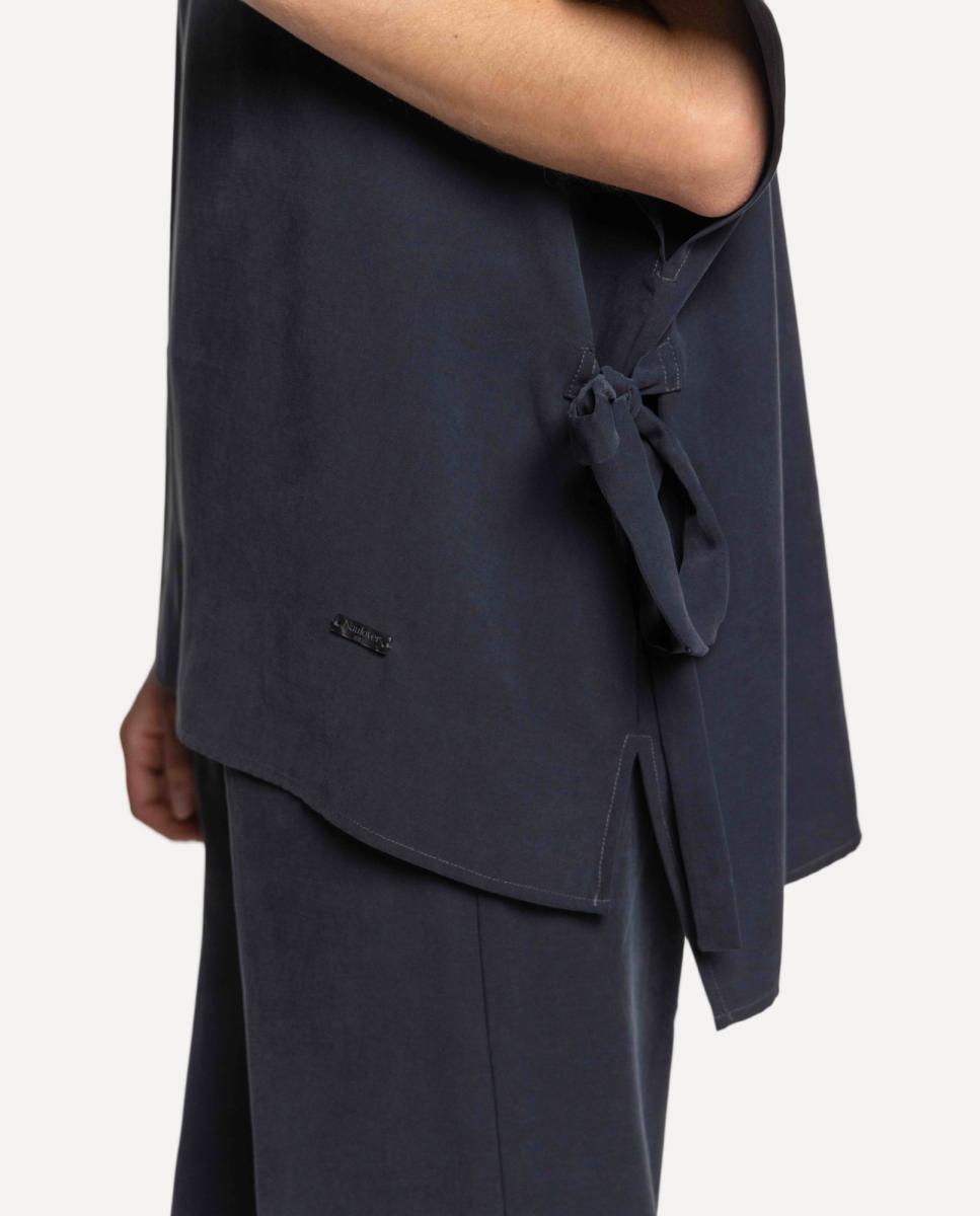 Capa de Cupro com Laços Azul-marinho-5