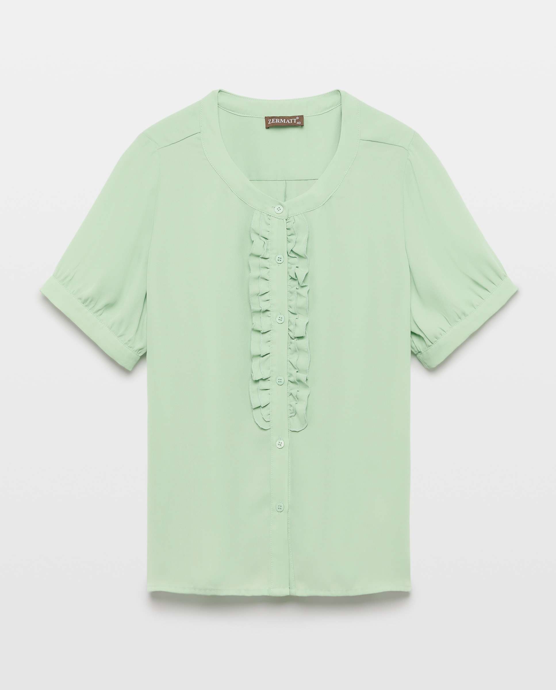 Blusa lisa de mulher com manga curta Verde-4