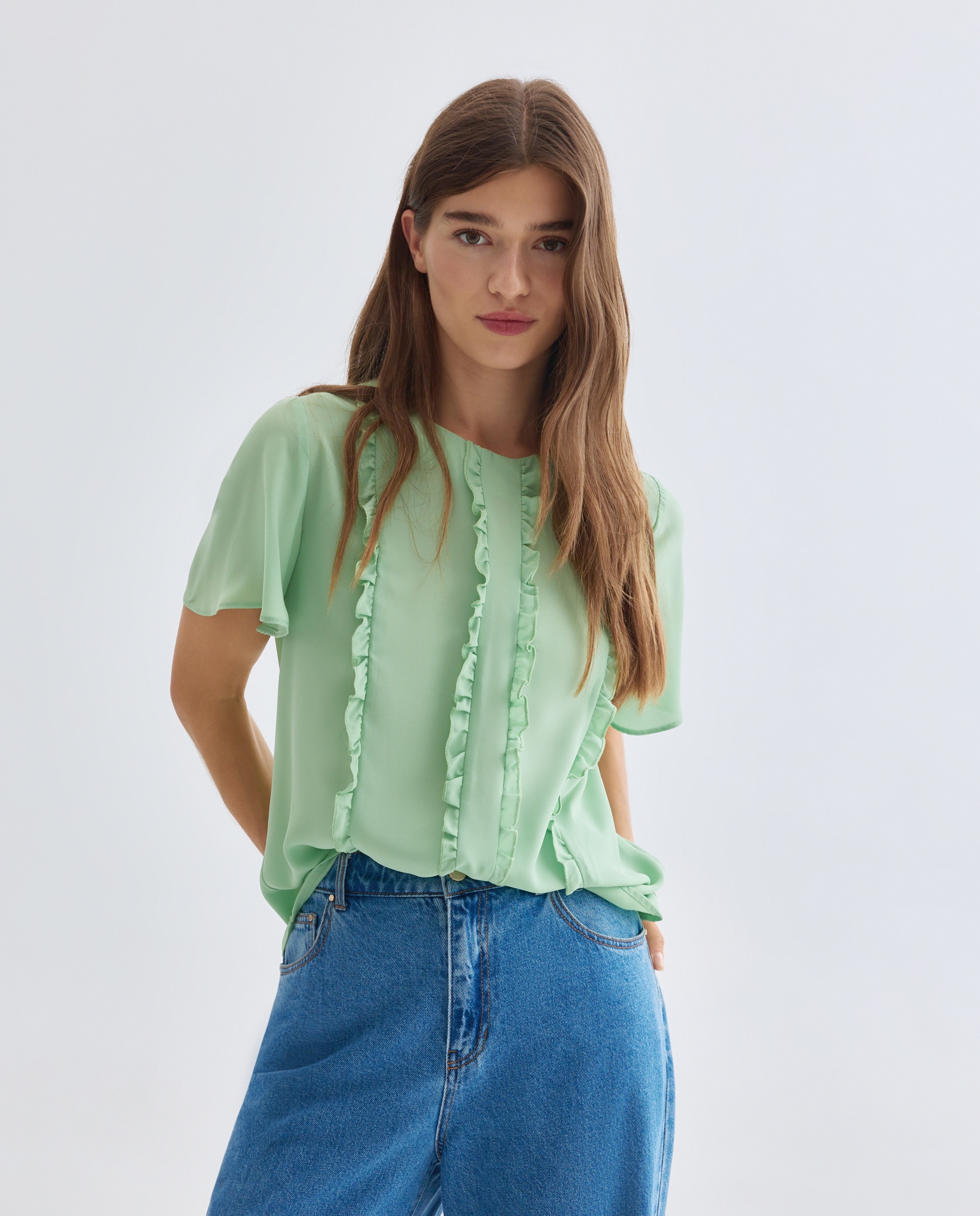 Zermatt - Blusa de mujer lisa manga corta.