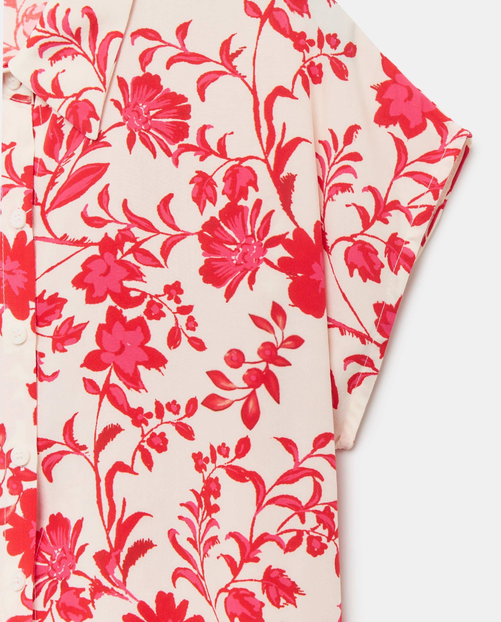 Camisa Estampada com Manga Curta Coral-2