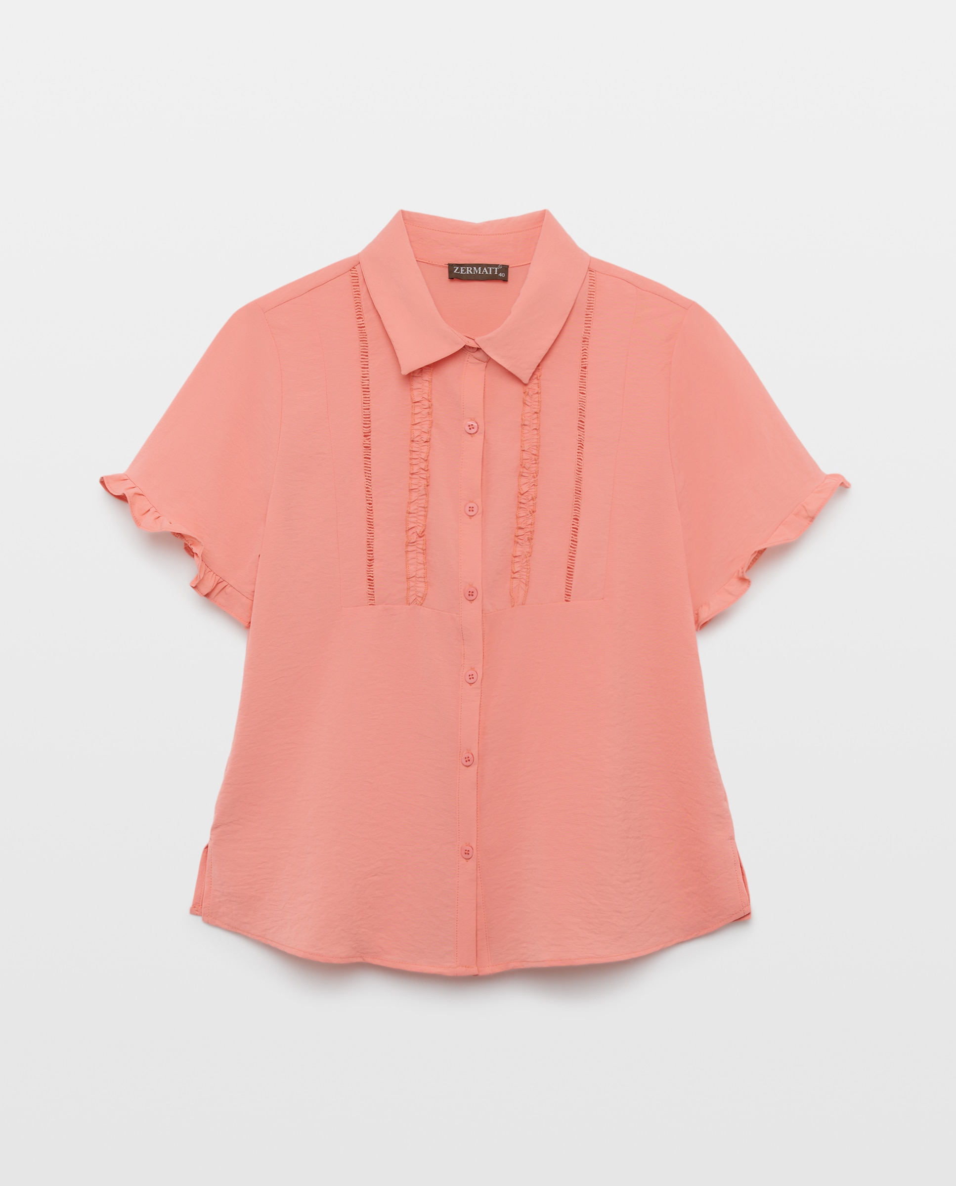 Camisa lisa de mulher com manga curta Pêssego-4