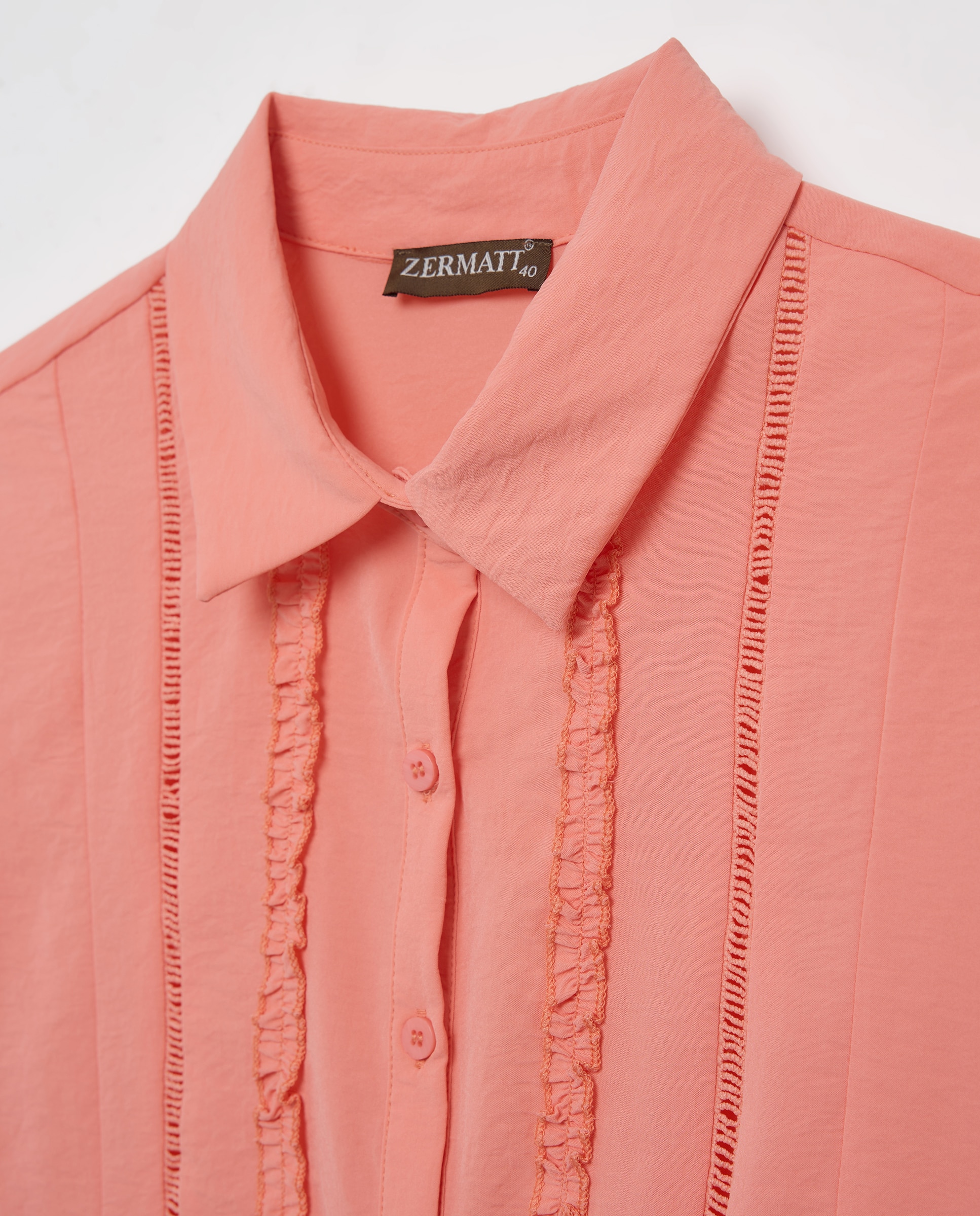 Camisa lisa de mulher com manga curta Pêssego-5