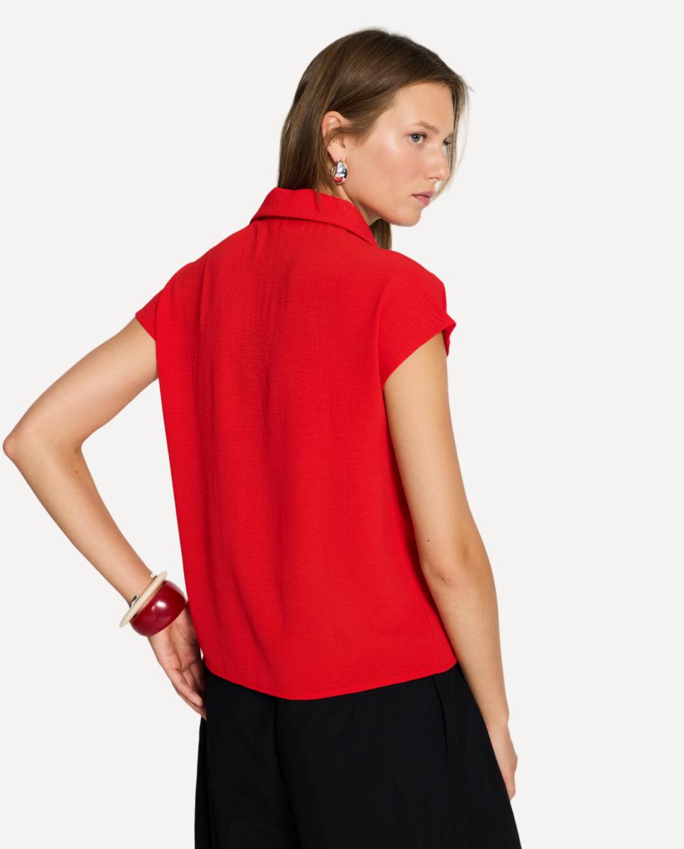Blusa com Franzido nos Ombros Vermelho-2