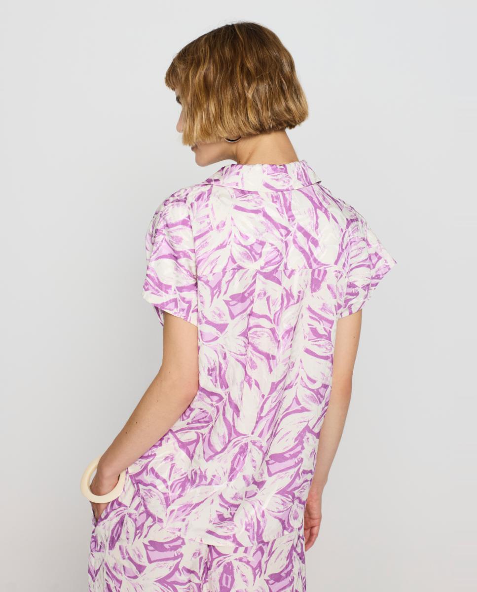 Camisa estampada de mulher sem mangas Lilás-2