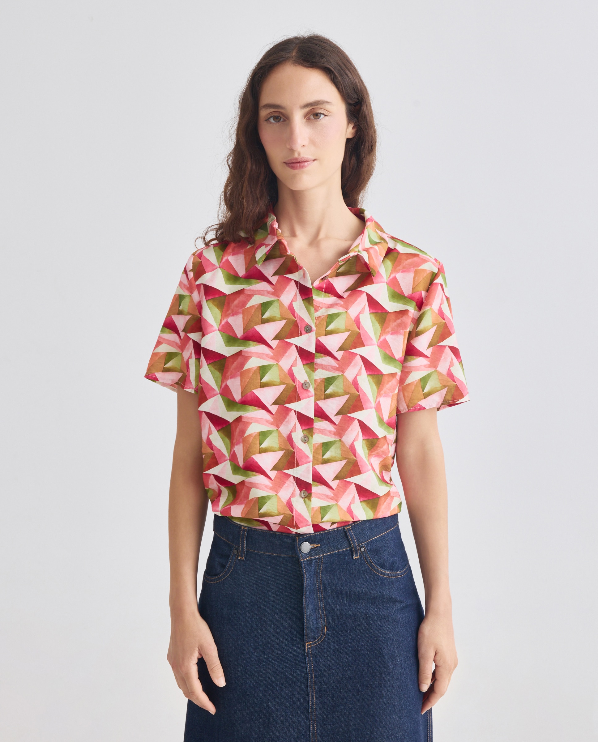 Camisa Estampada com Manga Curta Multicolor-2