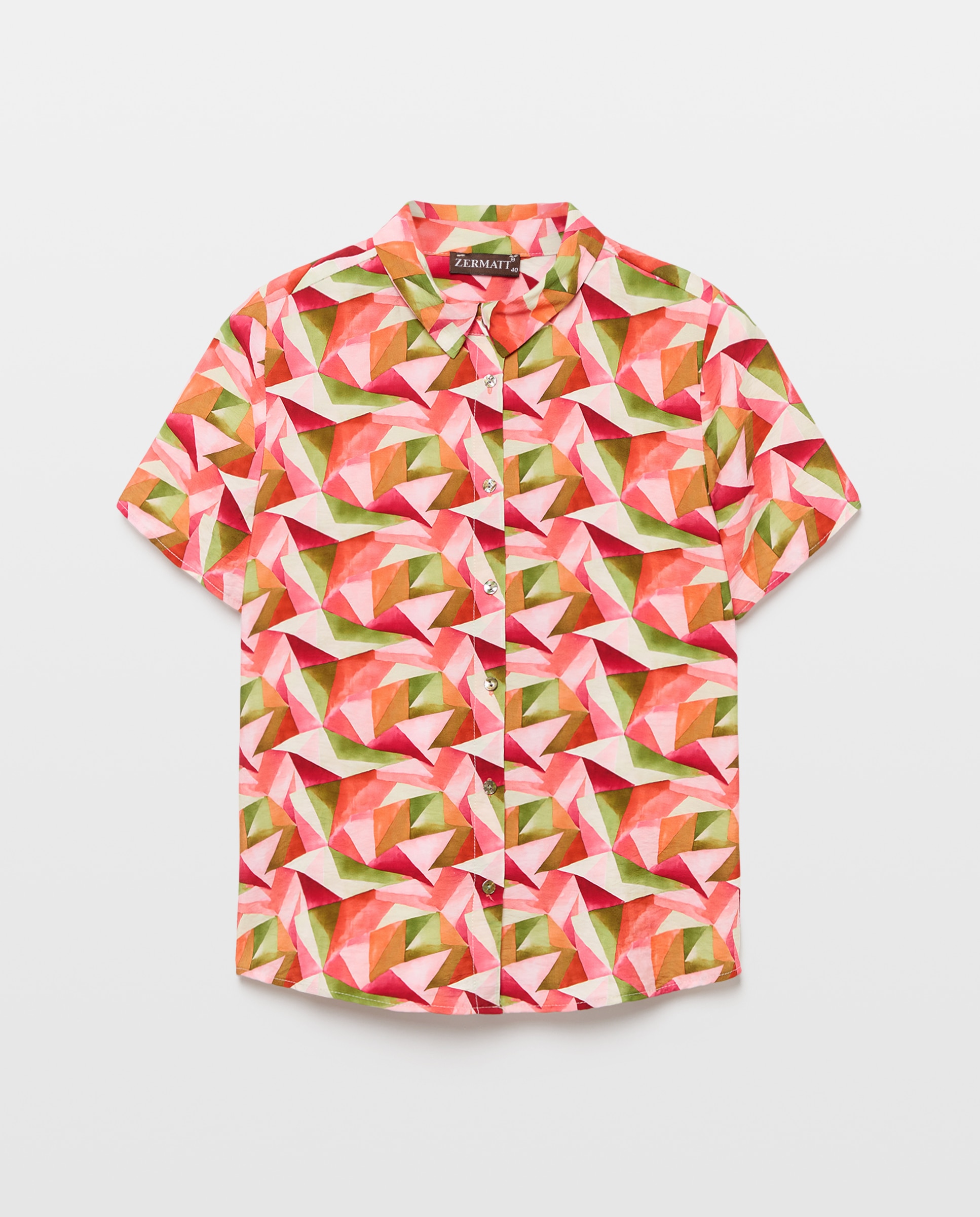 Camisa Estampada com Manga Curta Multicolor-4