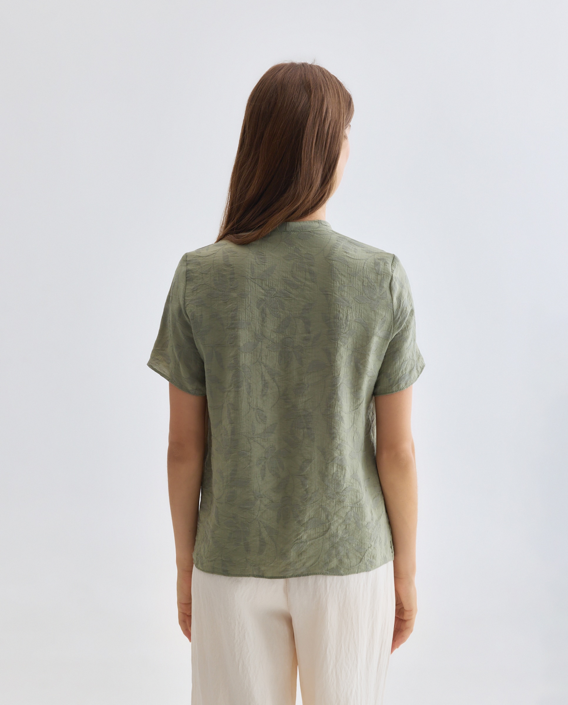 Blusa Lisa com Manga Curta Verde-3
