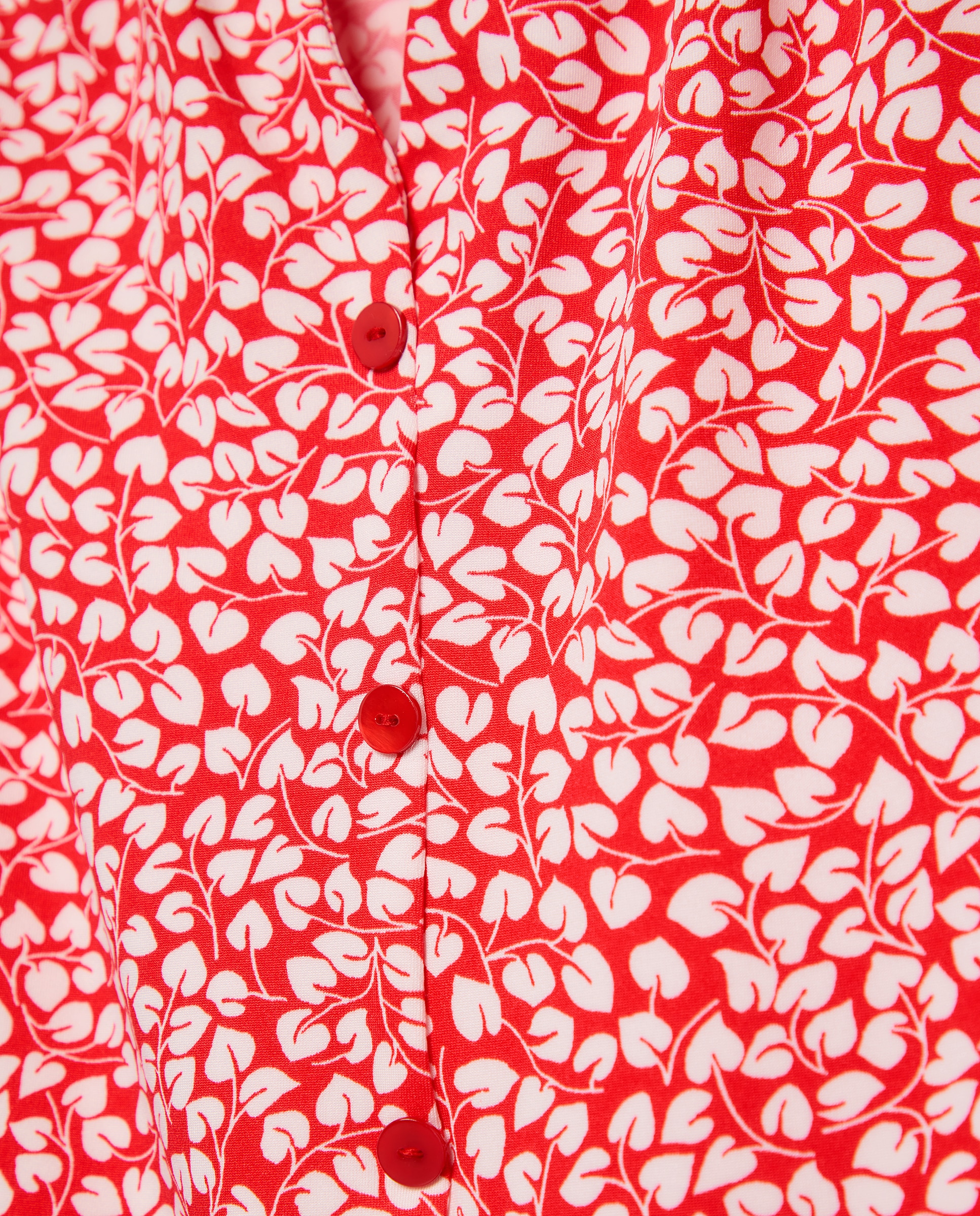 Blusa Estampada com Decote em Bico e Manga Curta Vermelho-5