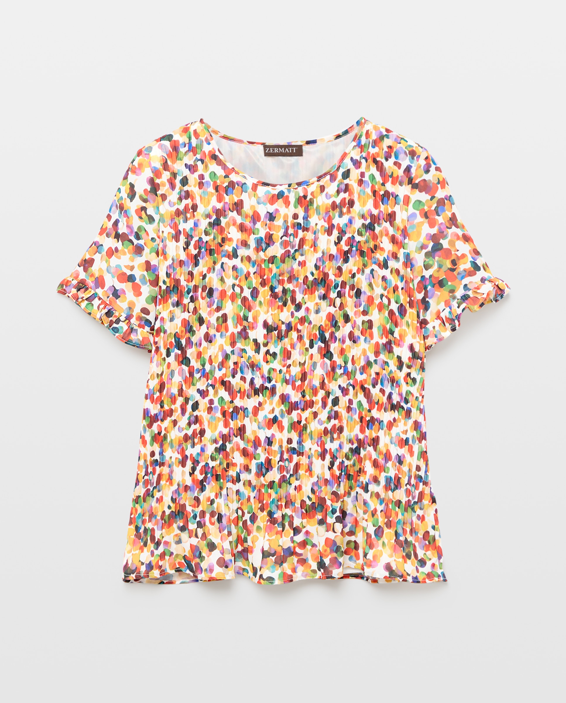Blusa Estampada Plissada com Manga 3/4 Multicolor-4