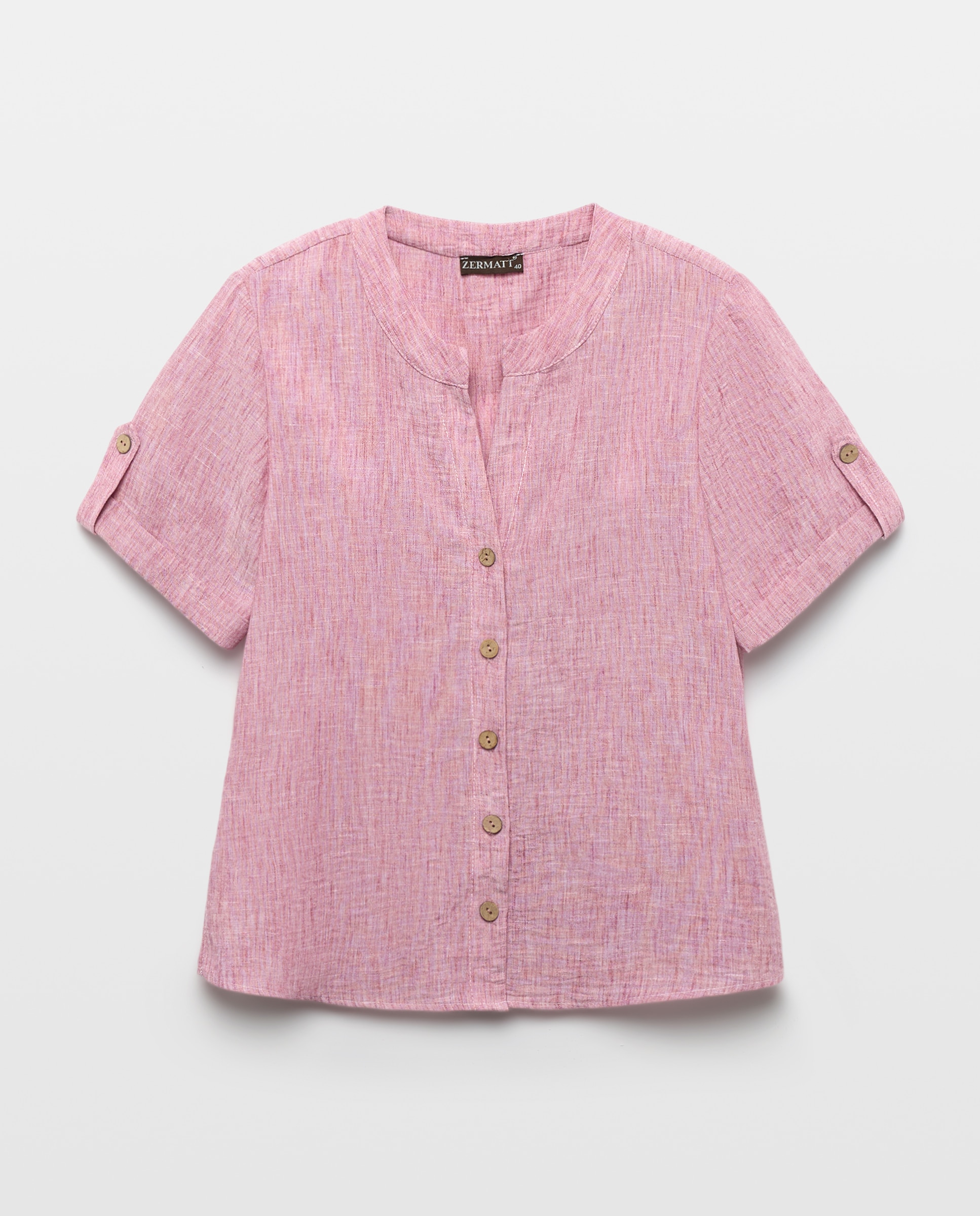 Blusa lisa de mulher com manga curta Grená-4