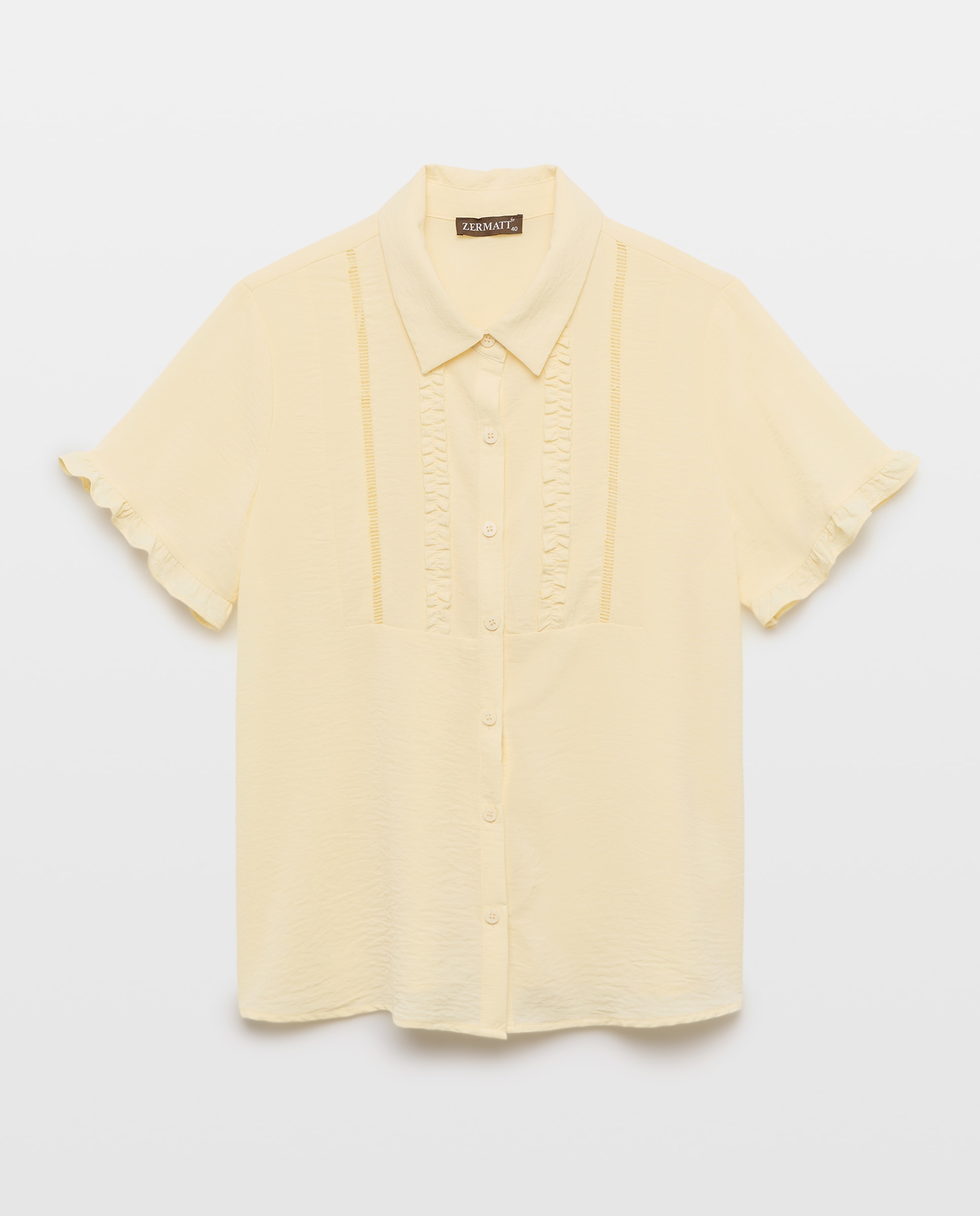 Camisa lisa de mulher com manga curta Amarelo-4