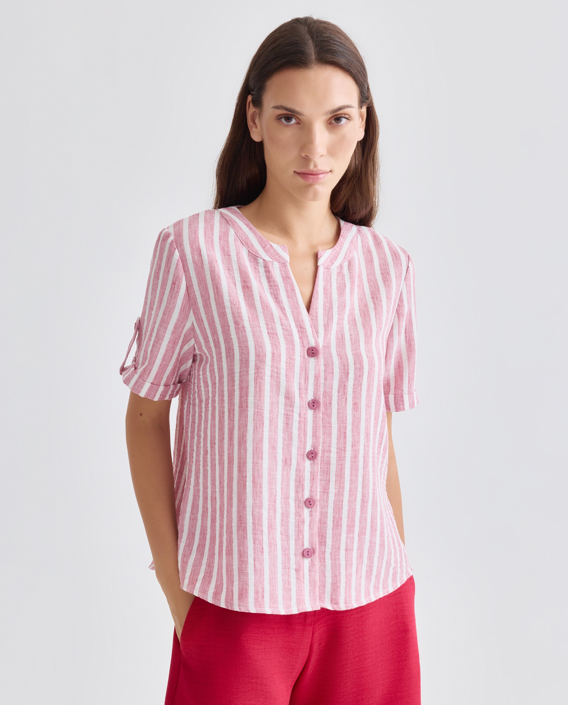 Imagem 0 de Blusa às Riscas com Manga Curta