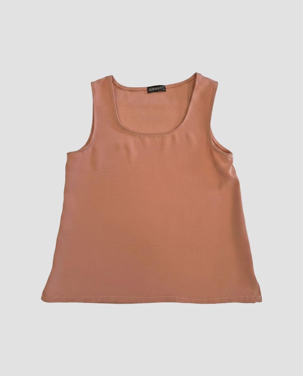 Blusa Lisa sem Mangas Laranja-3