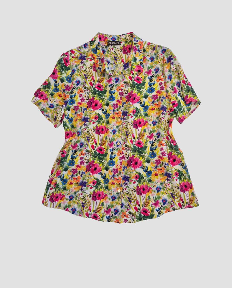 Camisa estampada com manga curta Multicolor-4