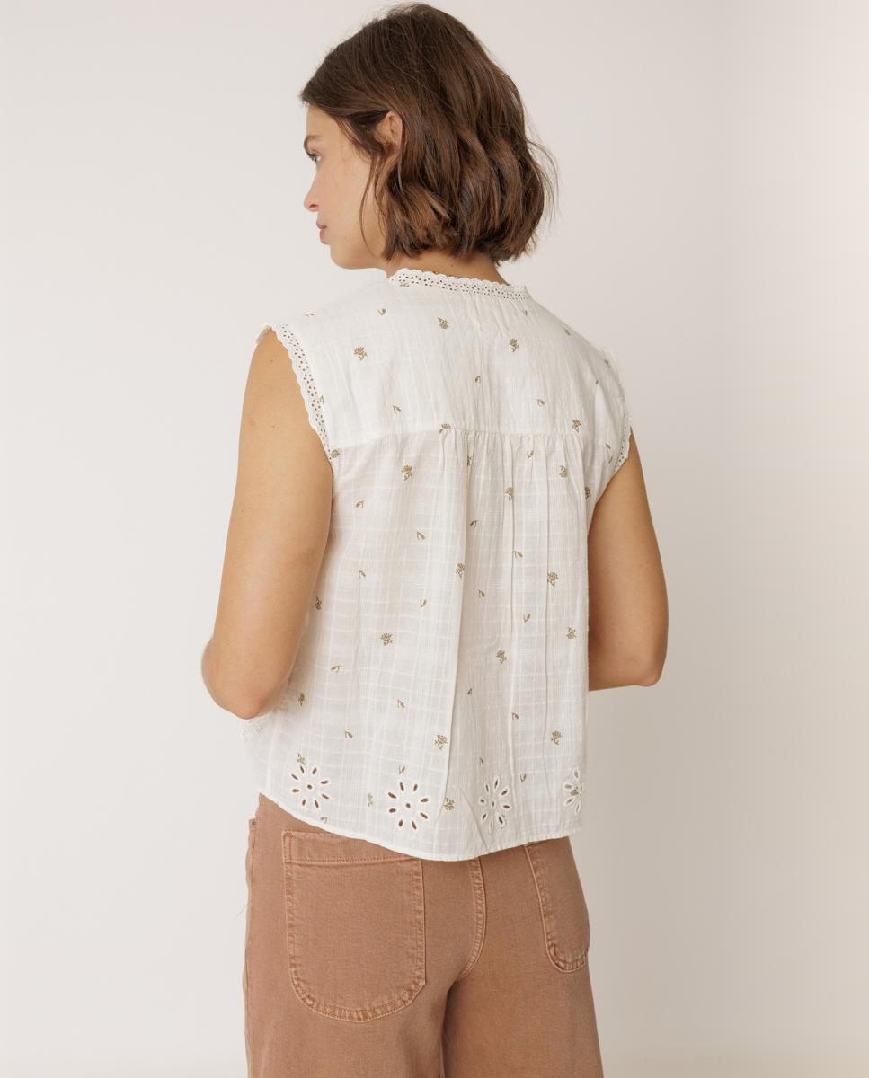 Camisa de mujer cuello redondo sin mangas - Indi & Cold - Crudo Crudo-3