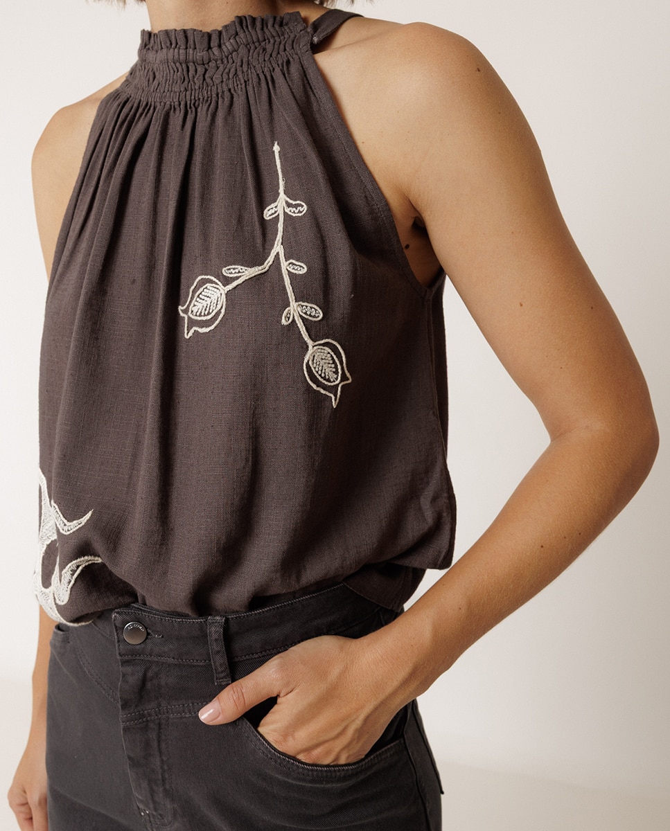 Top de mujer cuello halter con lazo - Indi & Cold - Negro Negro-1