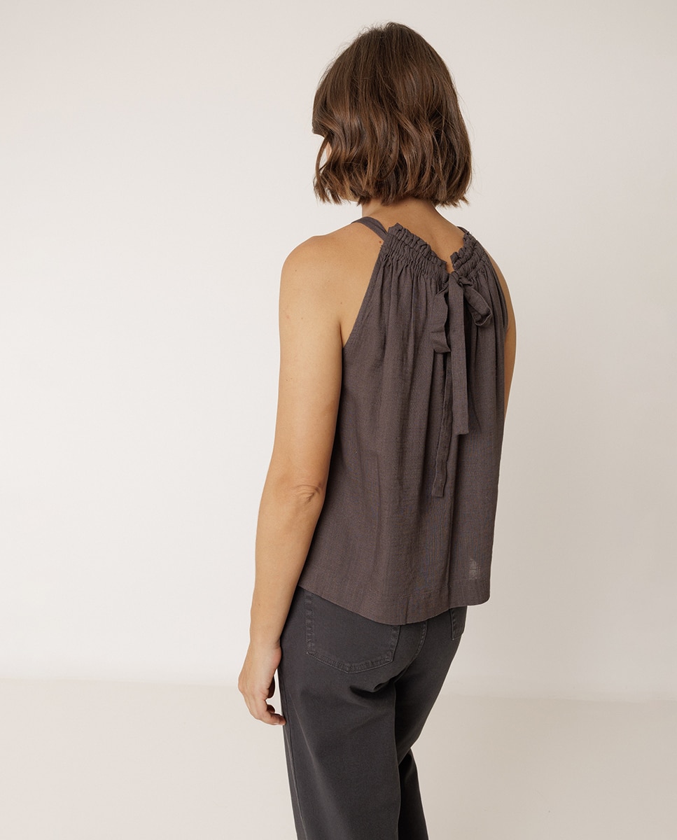 Top de mujer cuello halter con lazo - Indi & Cold - Negro Negro-3
