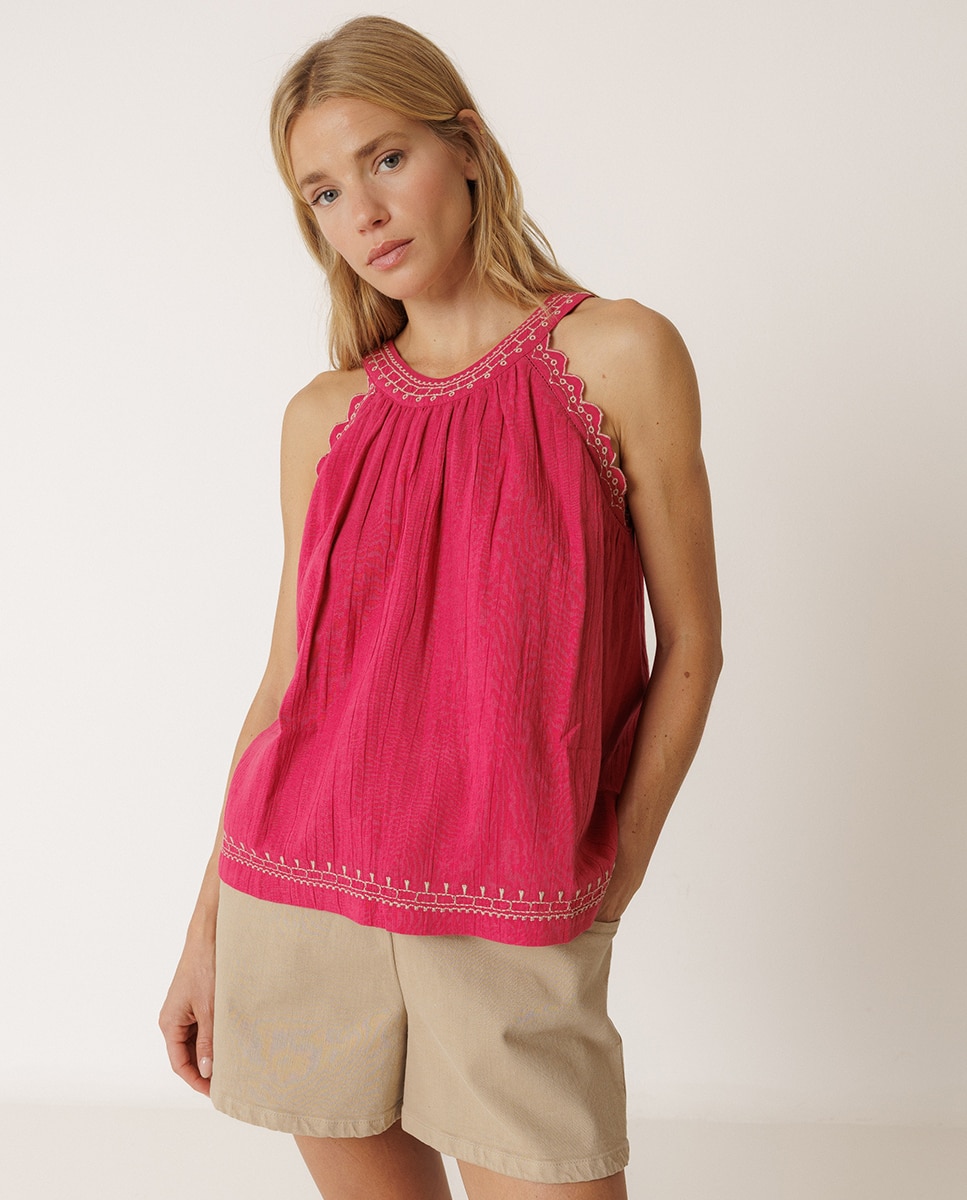 Top de mujer corto cuello halter - Indi & Cold - Rosa Rosa-1