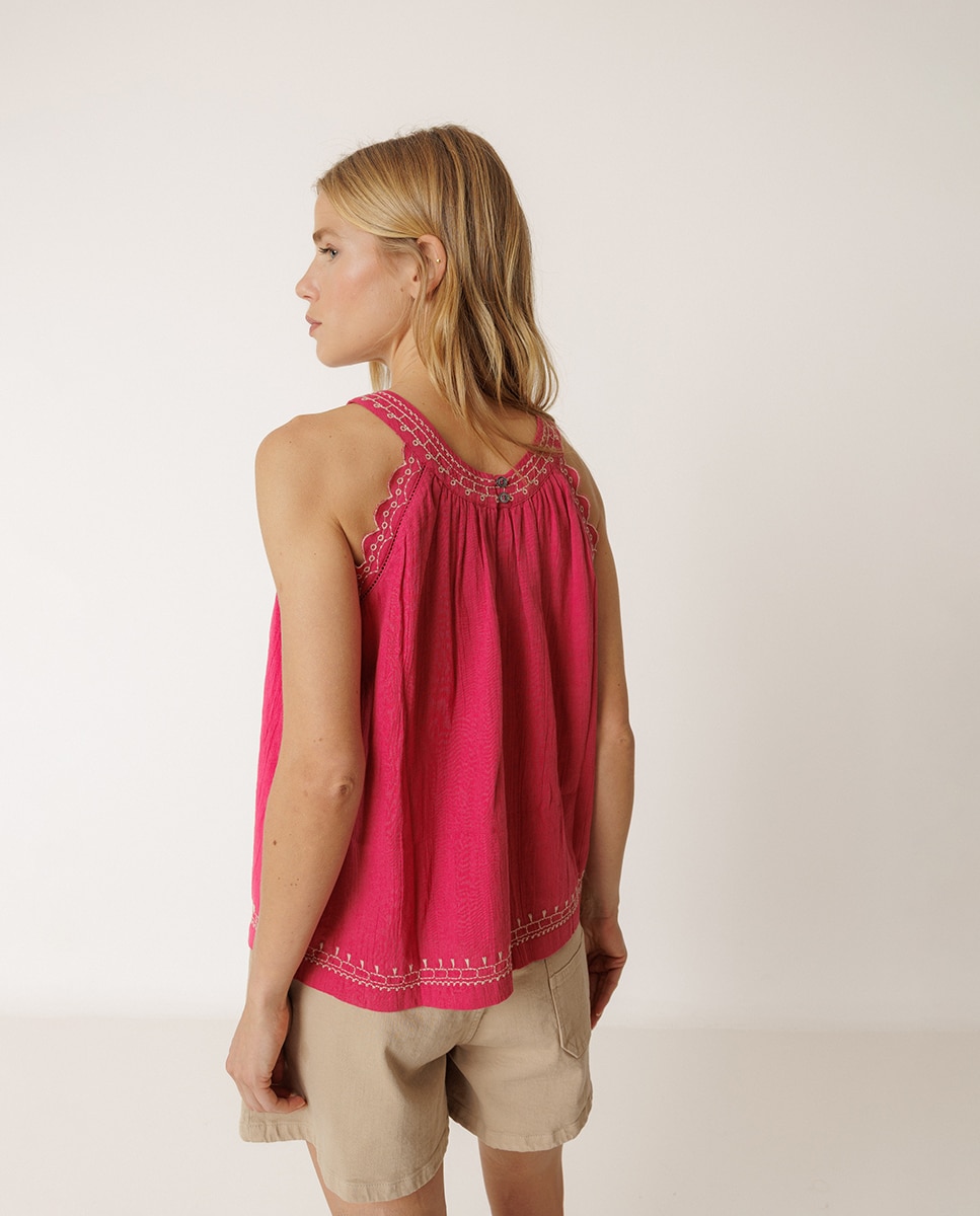 Top de mujer corto cuello halter - Indi & Cold - Rosa Rosa-3
