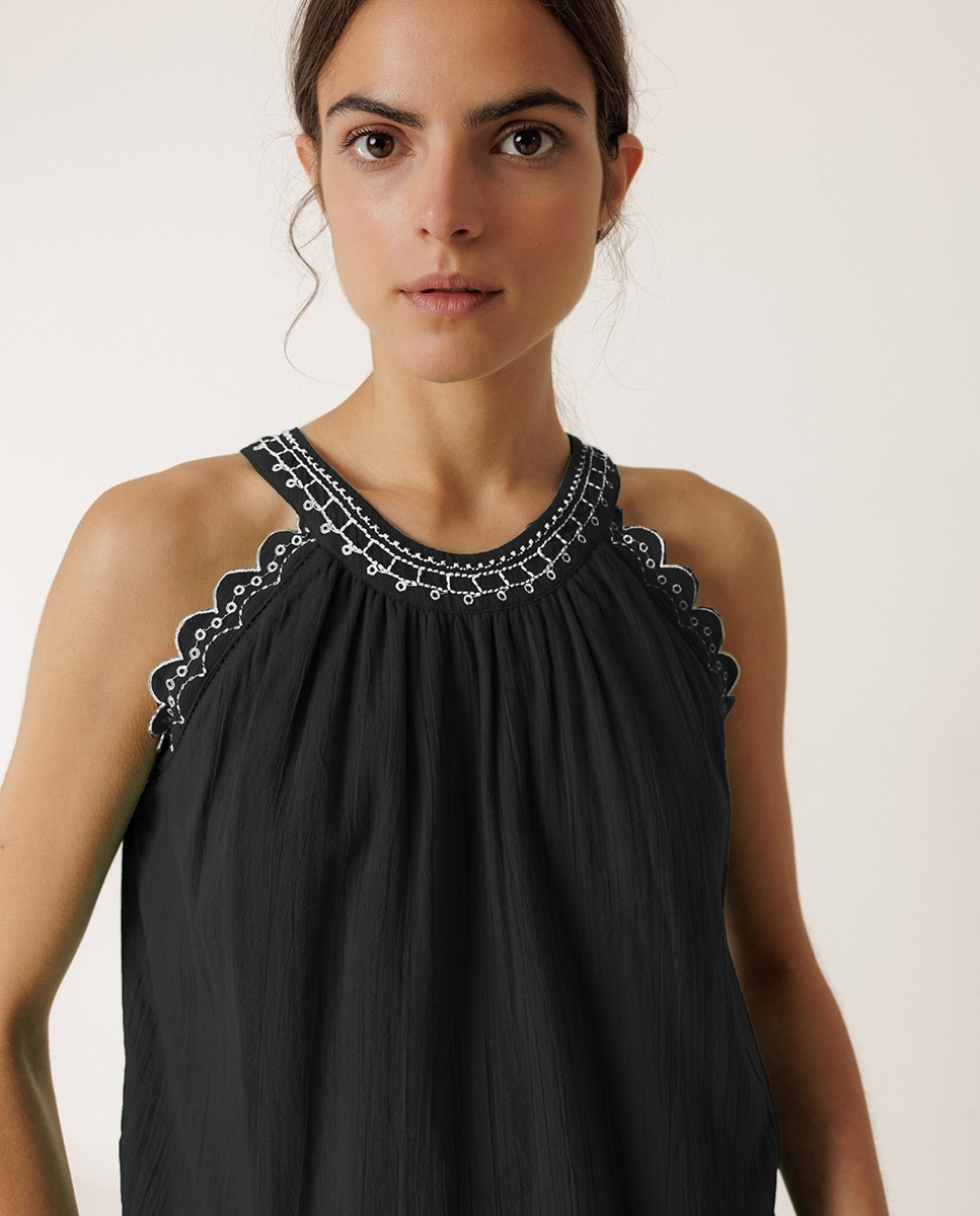 Top de mujer corto cuello halter - Indi & Cold - Negro Negro-1