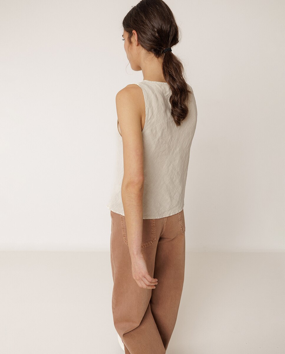 Imagen 3 de Top de mujer escote redondo sin mangas - Indi & Cold - Gris claro Gris claro