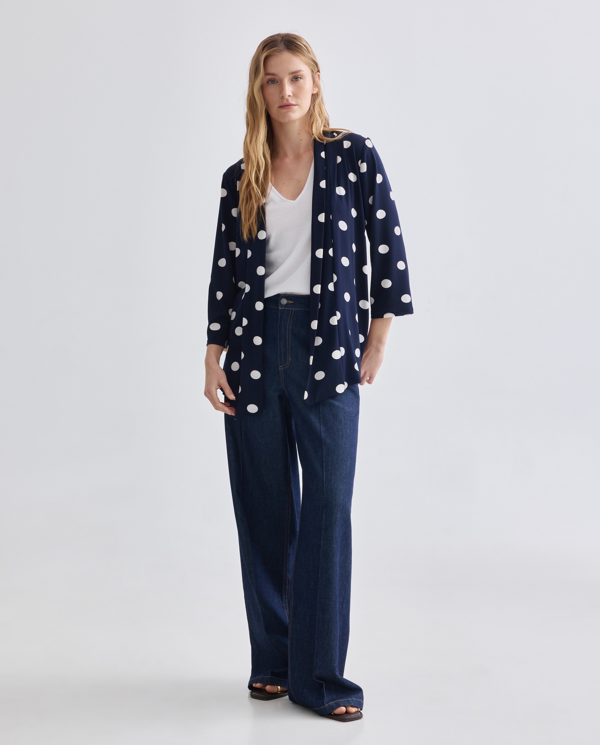 Casaco Estampado com Manga 3/4 Azul-marinho-2