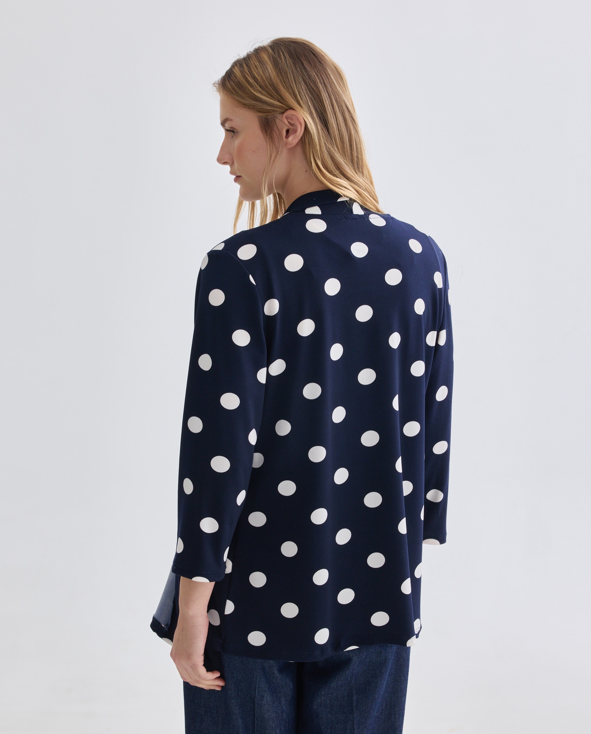 Casaco Estampado com Manga 3/4 Azul-marinho-3