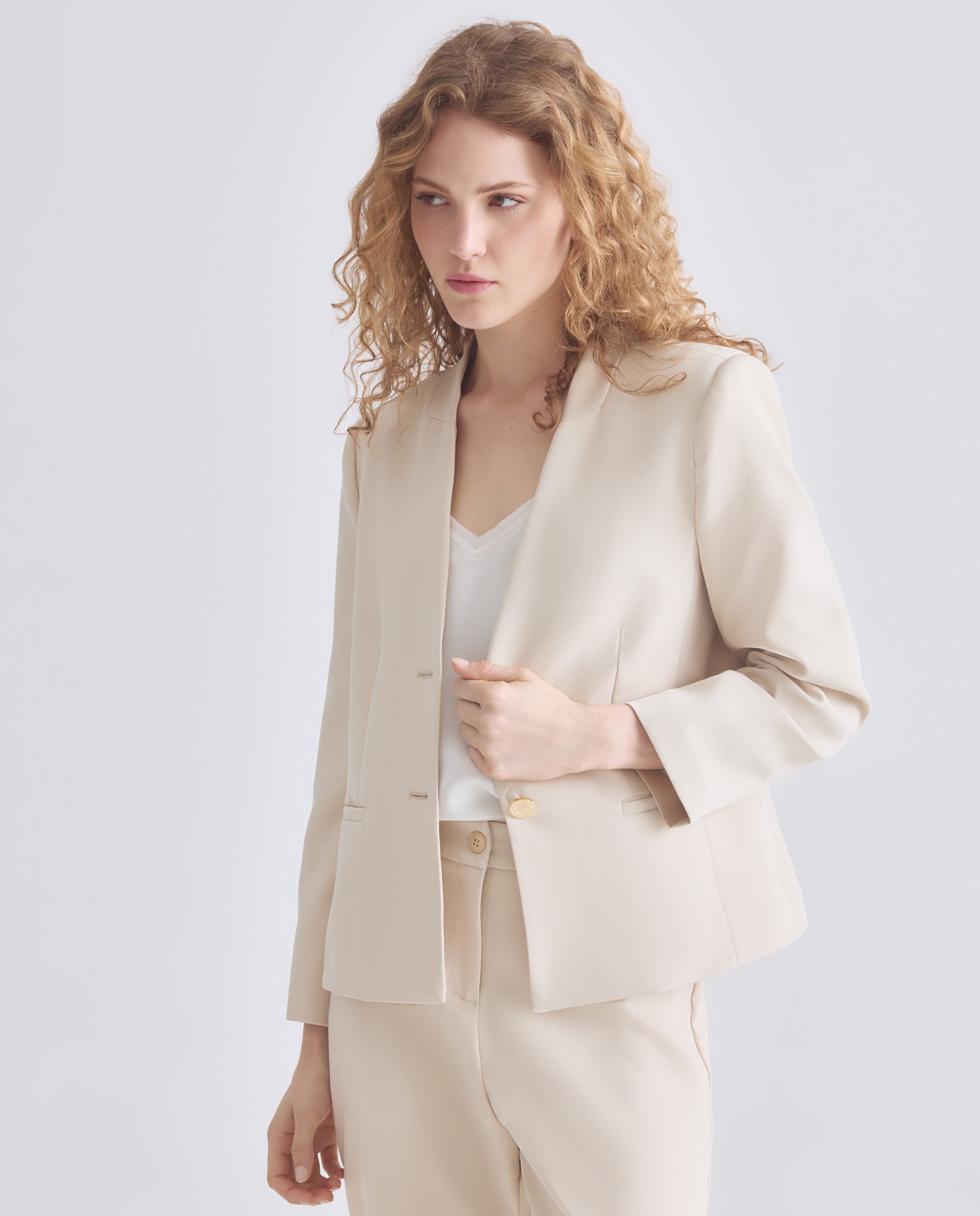 Chaqueta de mujer lisa con manga larga - Zermatt - Beige Beige-1