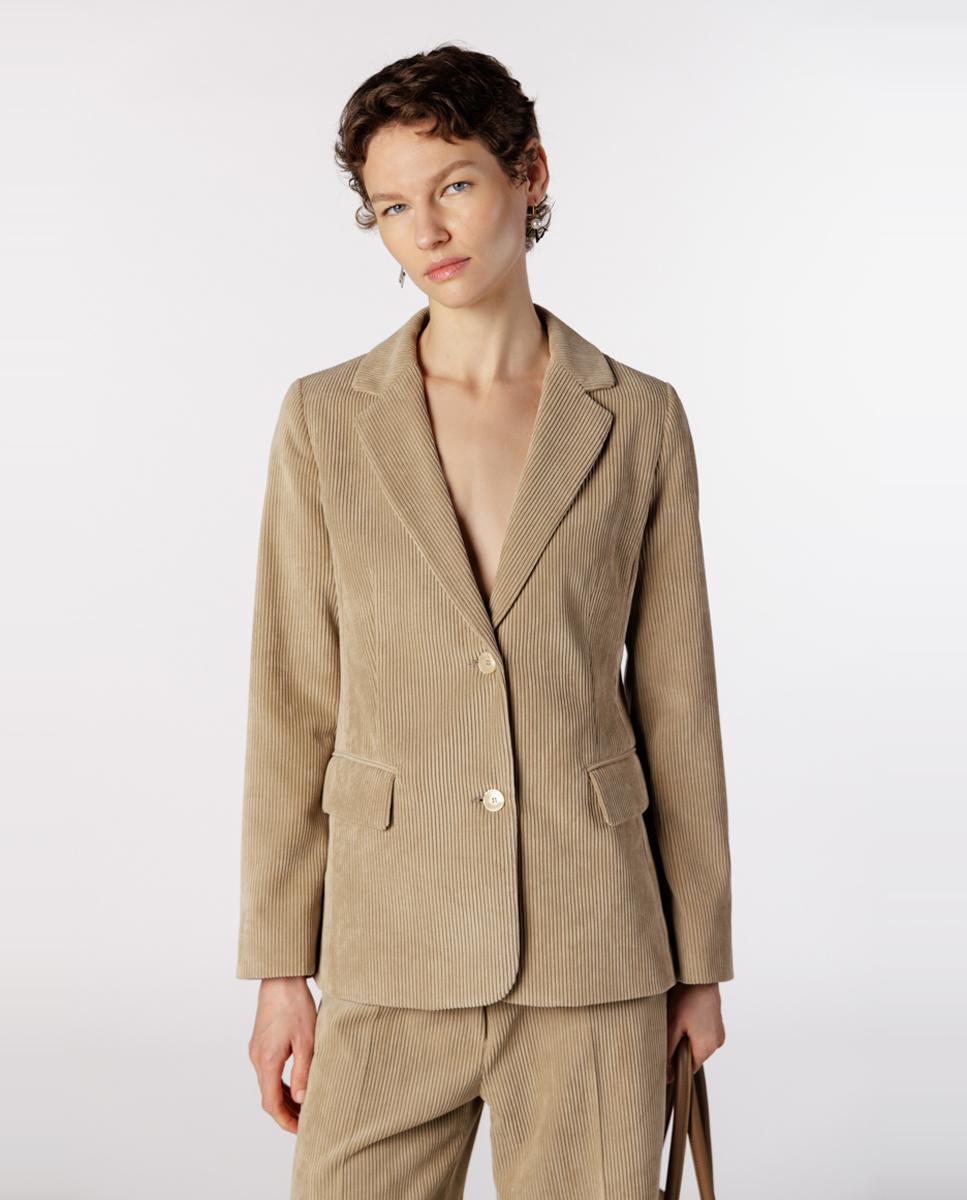 Chaqueta americana de mujer entallada de pana - Naulover - Beige Beige-1
