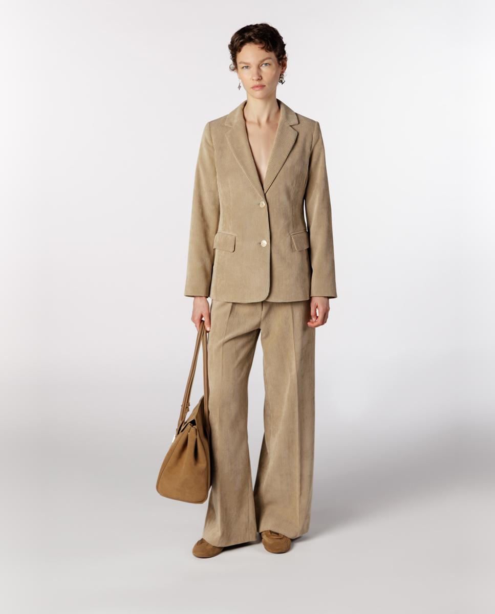 Chaqueta americana de mujer entallada de pana - Naulover - Beige Beige-3