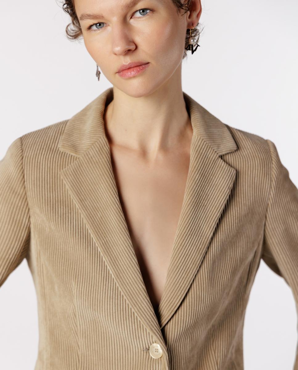 Chaqueta americana de mujer entallada de pana - Naulover - Beige Beige-4