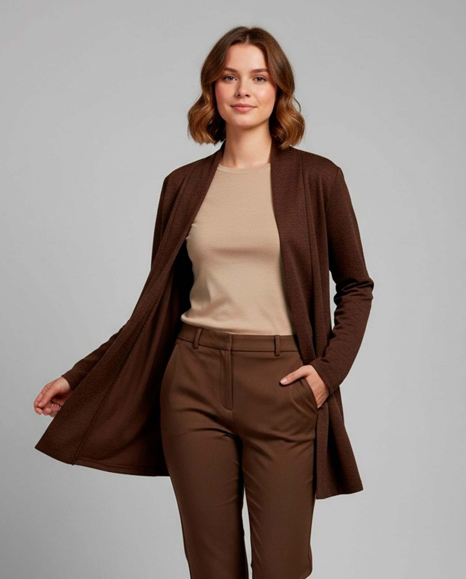 Chaqueta de mujer lisa con manga larga - Zermatt - Marrón Marrón-1