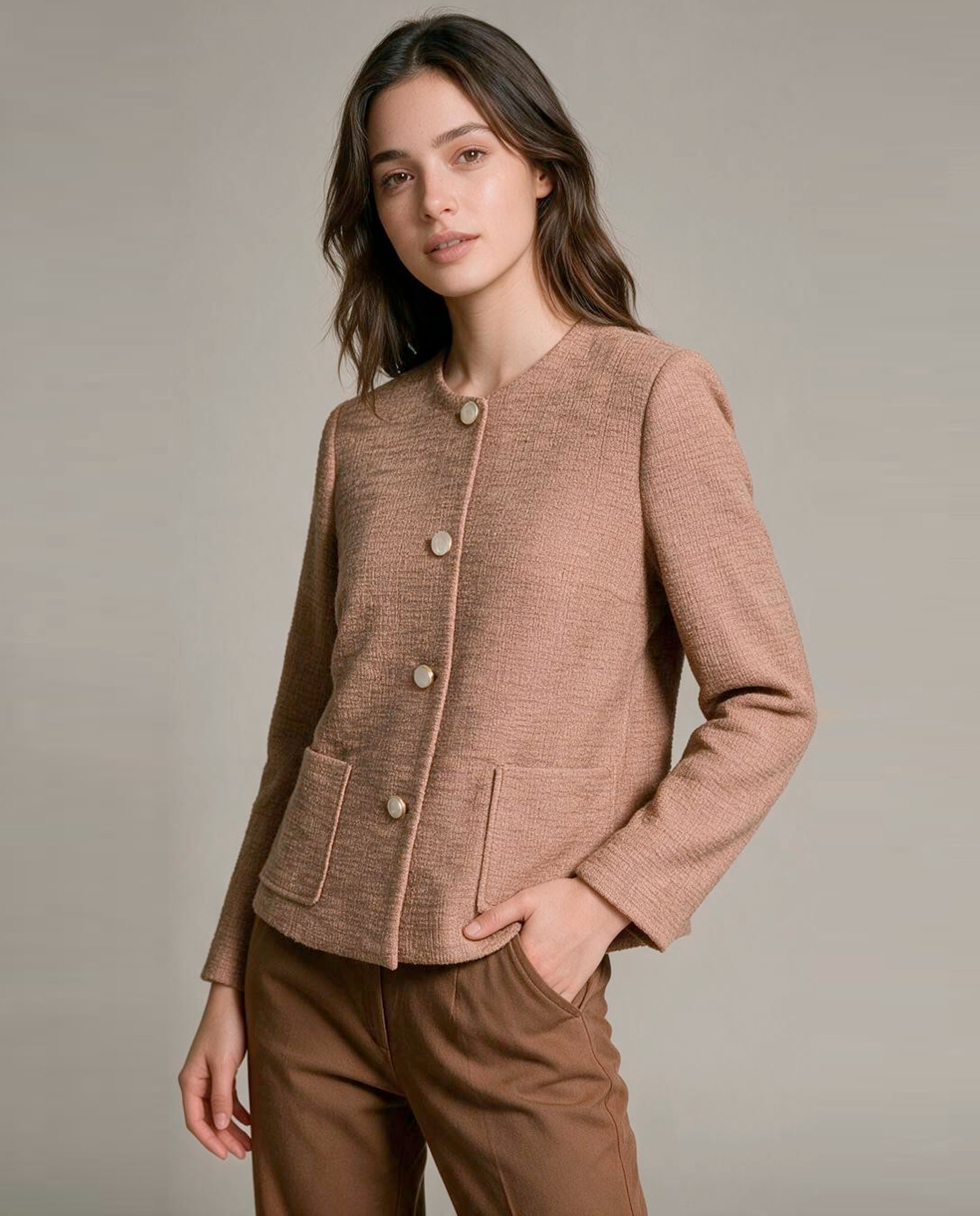 Chaqueta de mujer lisa manga larga - Zermatt - Camel Camel-1