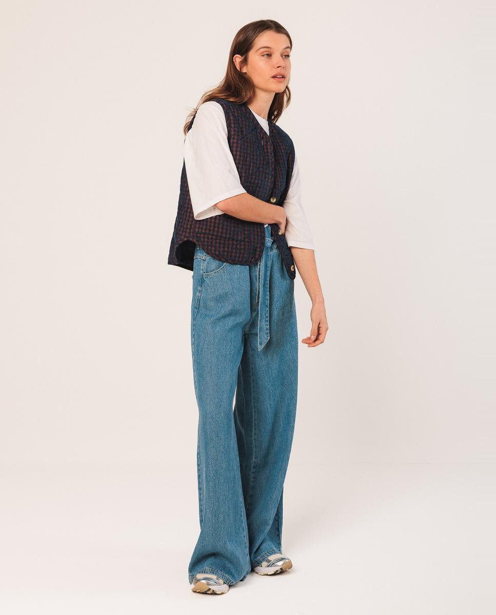 Colete com decote em bico Azul-marinho-2