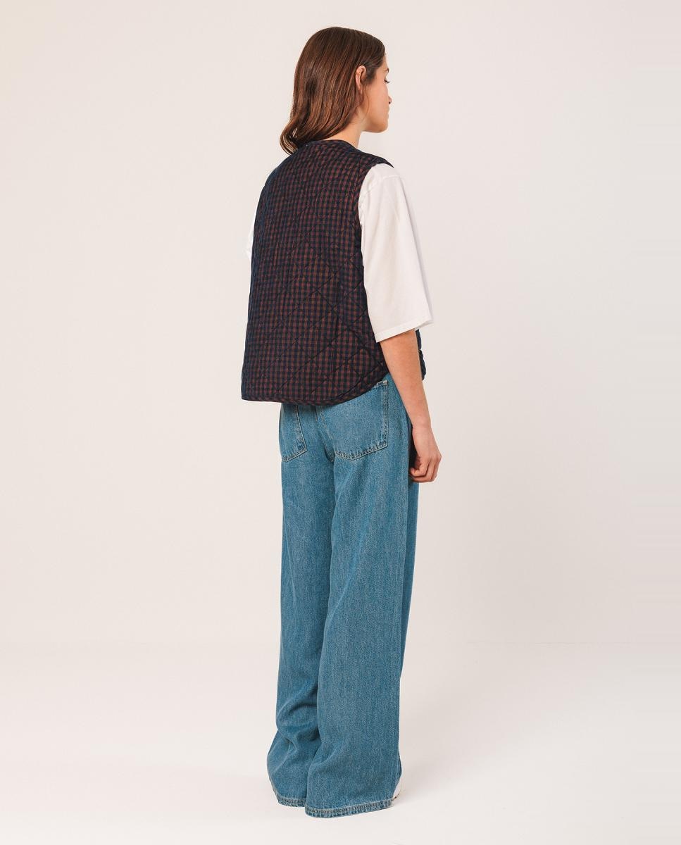 Colete com decote em bico Azul-marinho-3