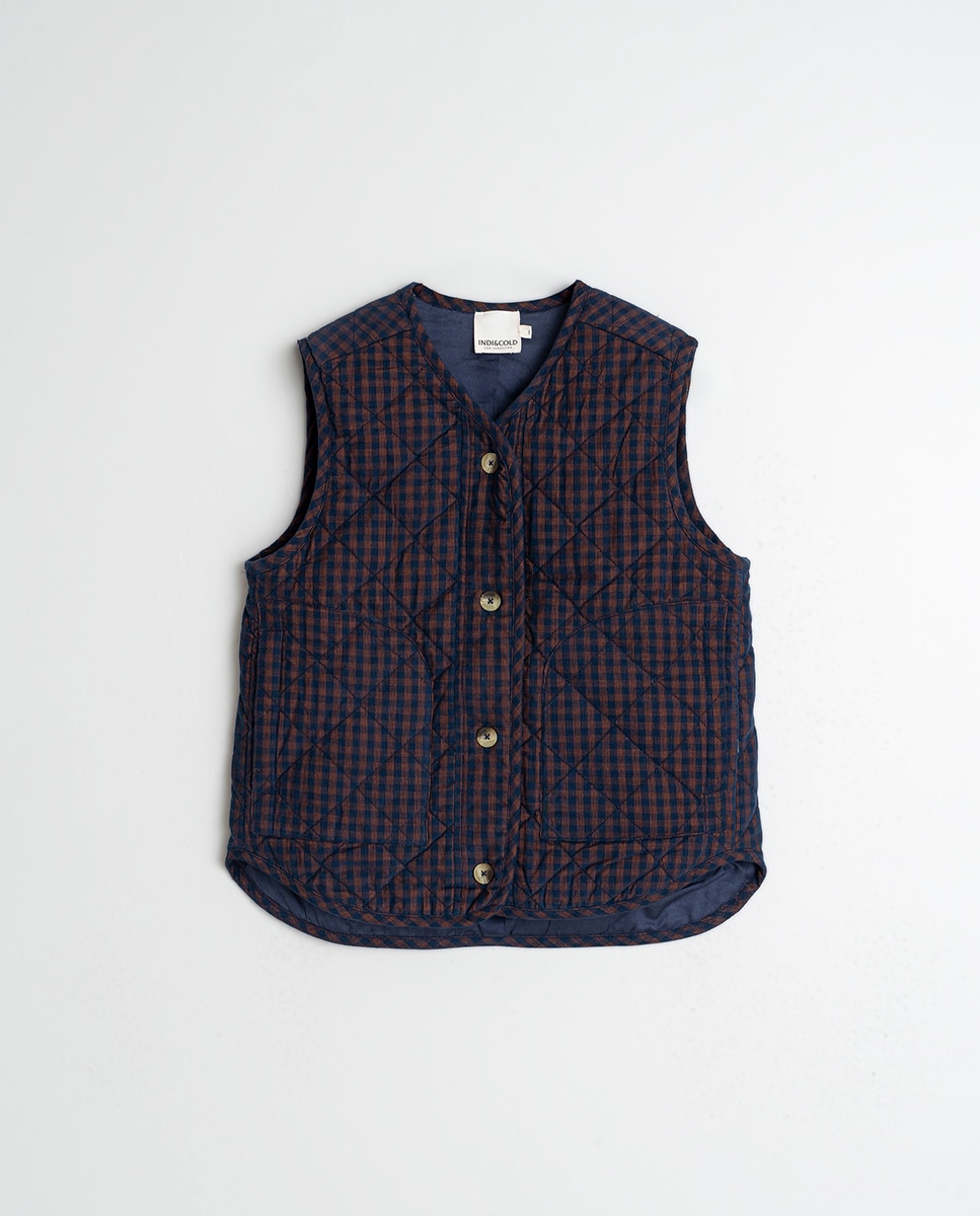 Colete com decote em bico Azul-marinho-4