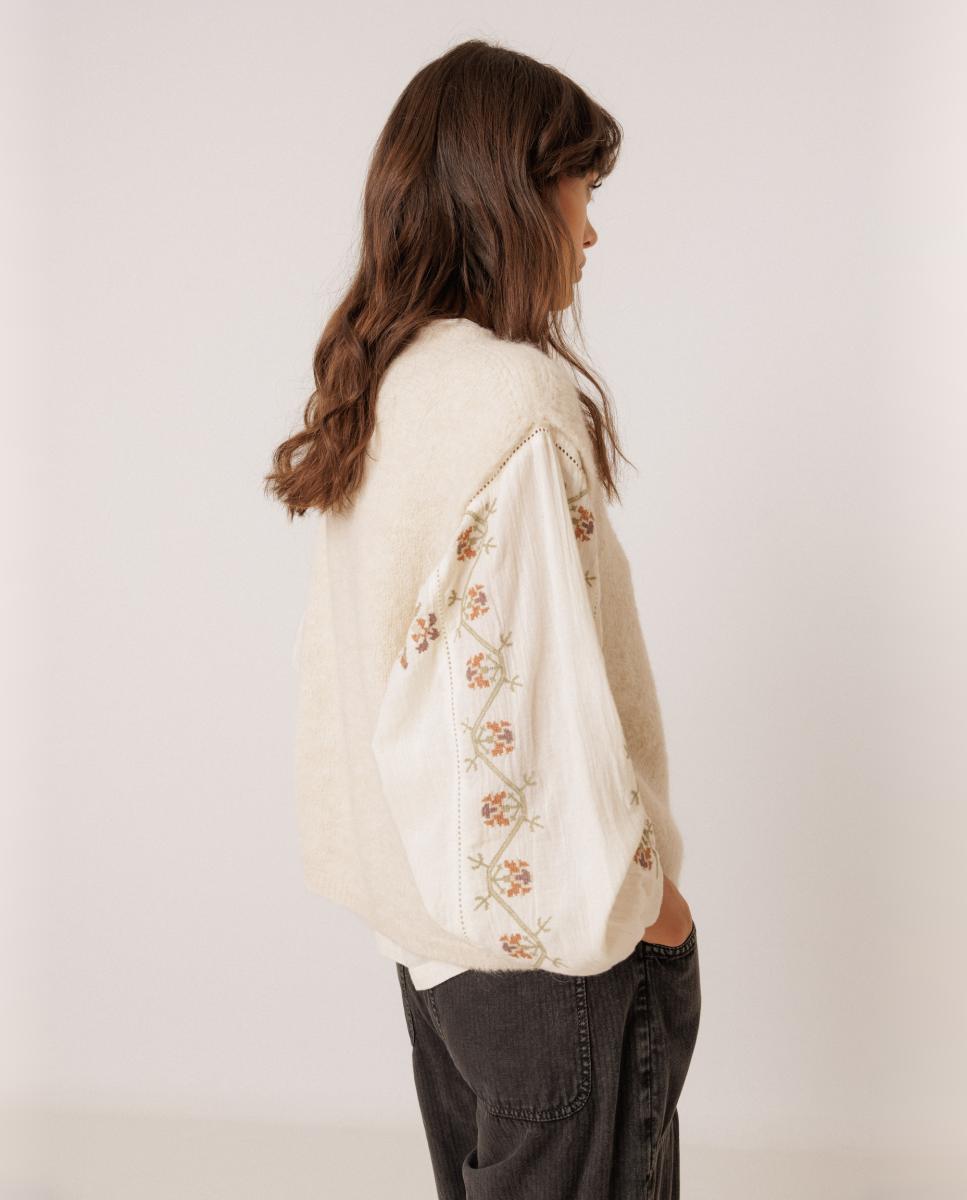 Chaleco de mujer mohair cuello caja - Indi & Cold - Crudo Crudo-2