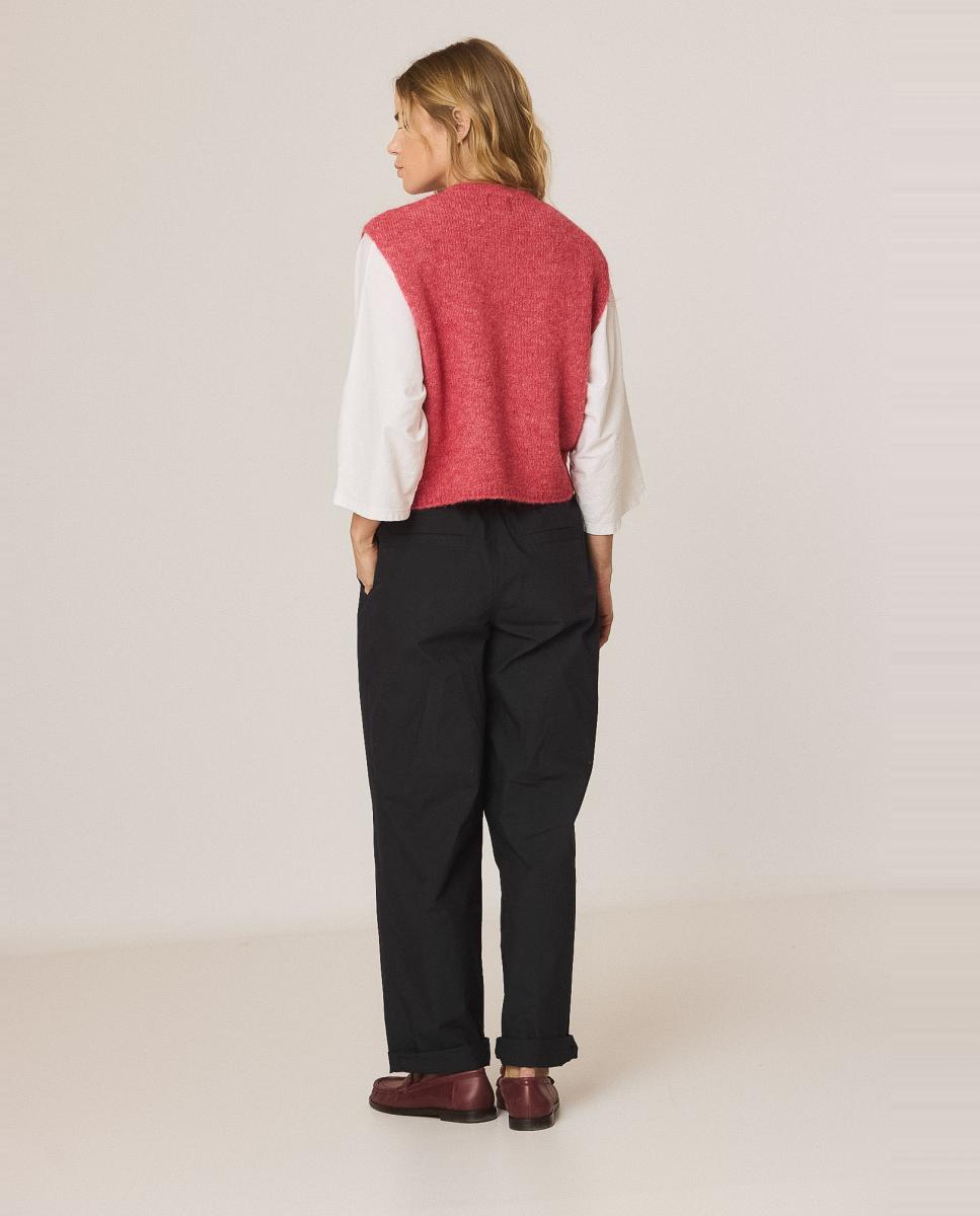 Chaleco de mujer mohair cuello caja - Indi & Cold - Rosa Rosa-2
