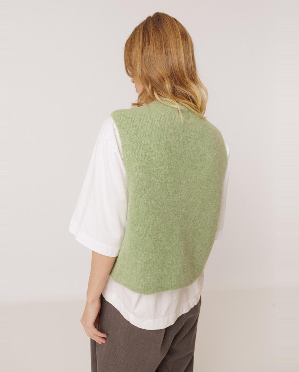 Chaleco de mujer mohair cuello caja - Indi & Cold - Verde Agua Verde Agua-2
