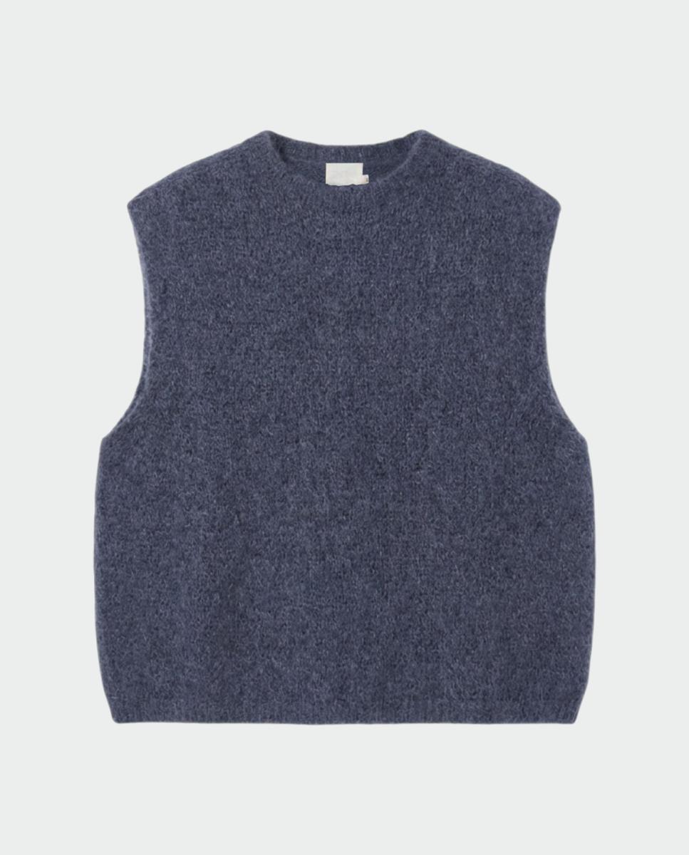 Chaleco de mujer mohair cuello caja - Indi & Cold - Azul marino Azul marino-4