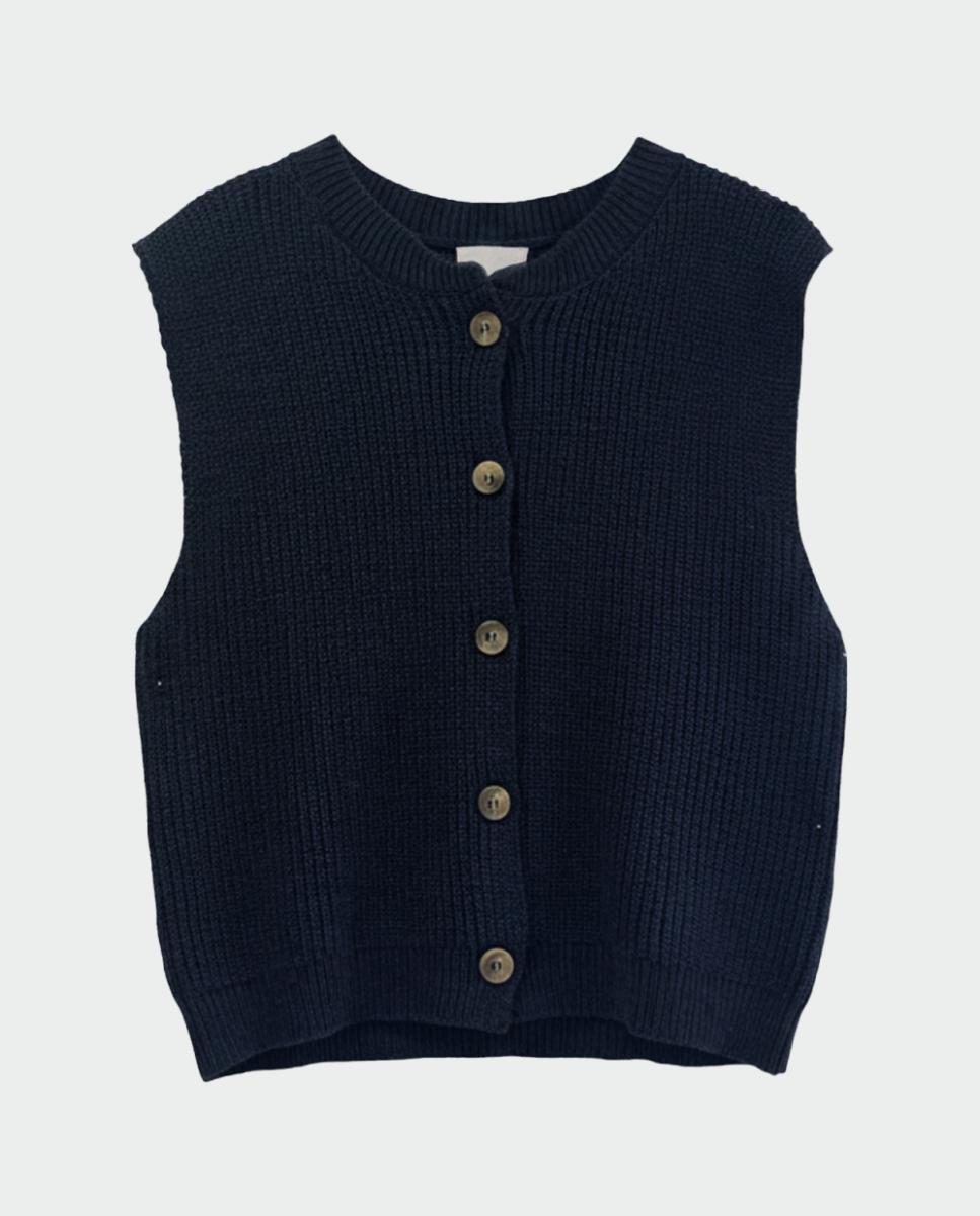 Imagen 4 de Chaleco de mujer punto canalé cuello caja - Indi & Cold - Azul marino Azul marino