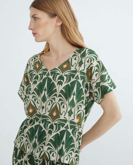 Imagem 0 de T-shirt de manga curta e decote em bico.