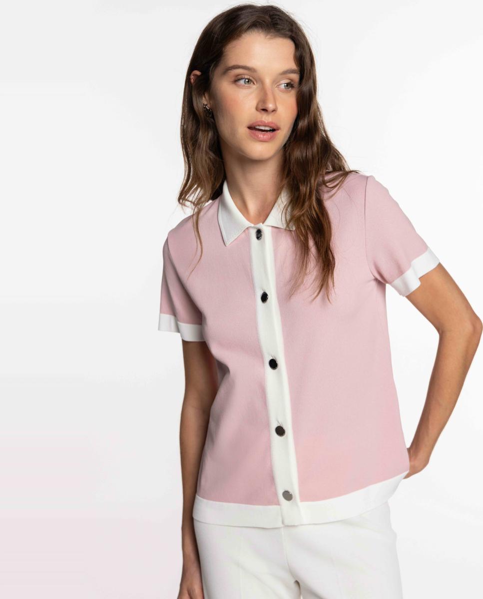 Imagem 0 de Camisa de Malha com Vivos em Contraste.