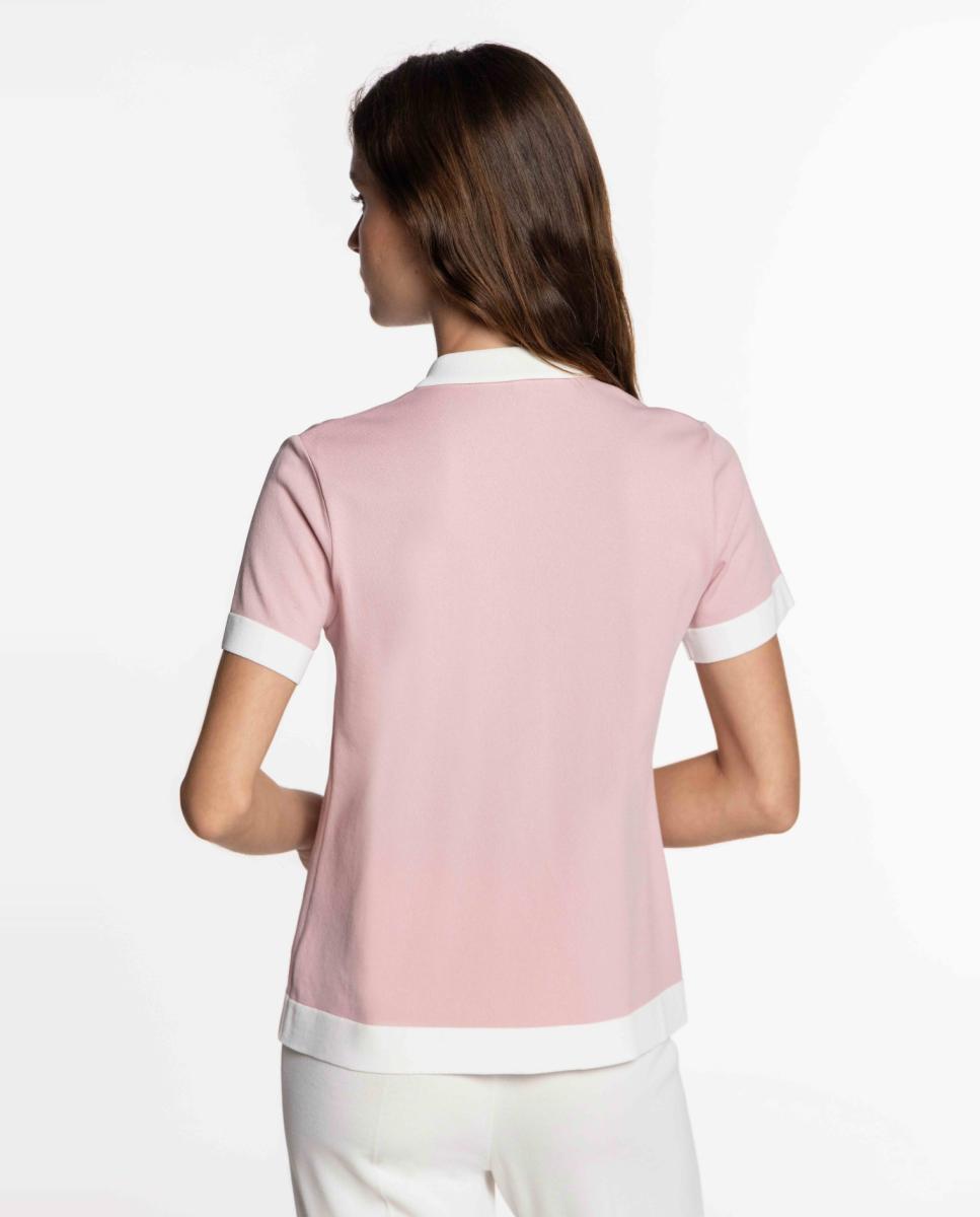 Camisa de Malha com Vivos em Contraste Rosa-2