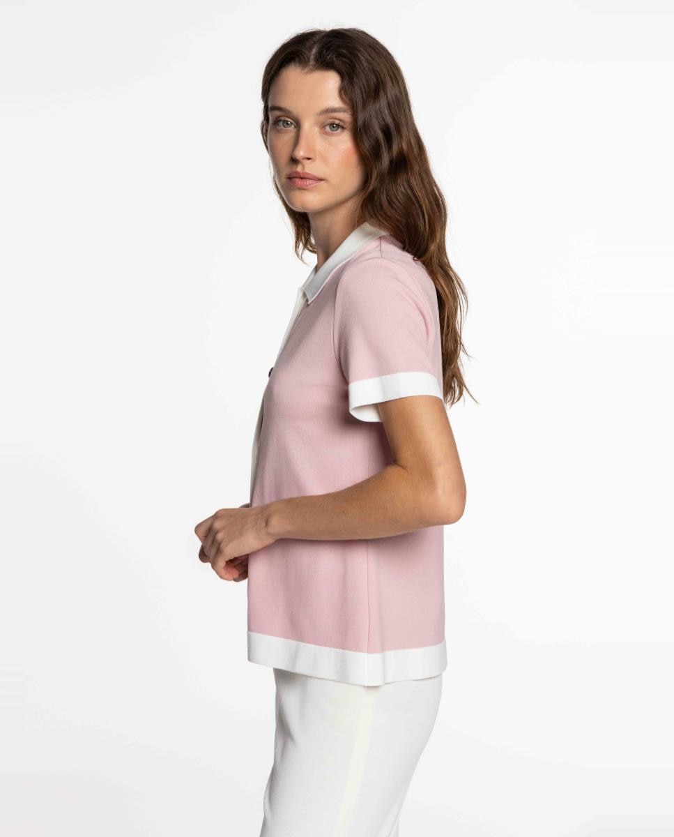 Camisa de Malha com Vivos em Contraste Rosa-3