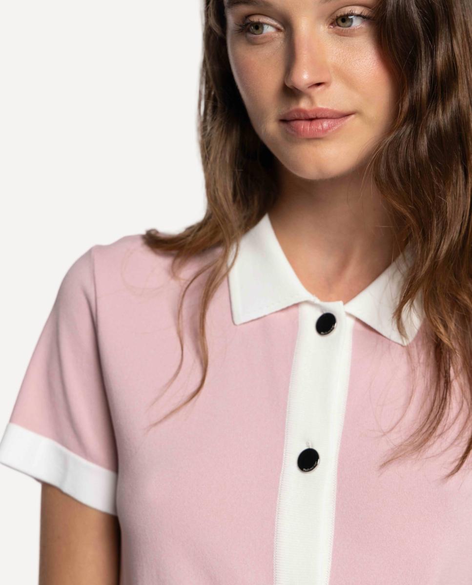 Camisa de Malha com Vivos em Contraste Rosa-4