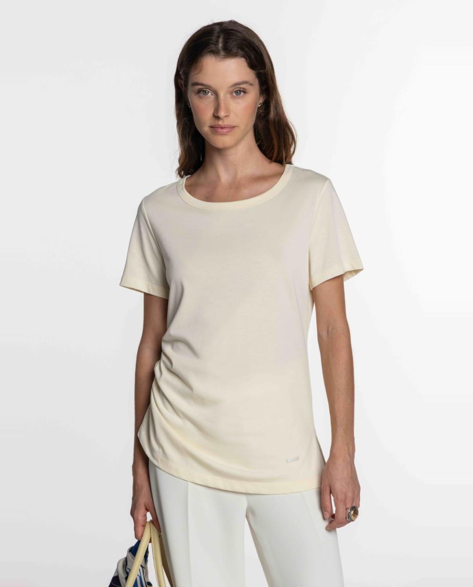 Imagem 0 de T-shirt de Algodão com Franzido Lateral.