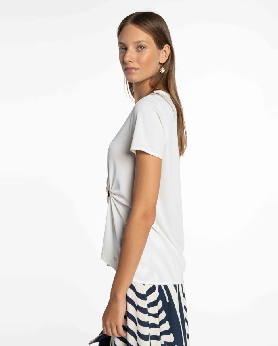 T-shirt de Malha Circular Franzida Cru-3