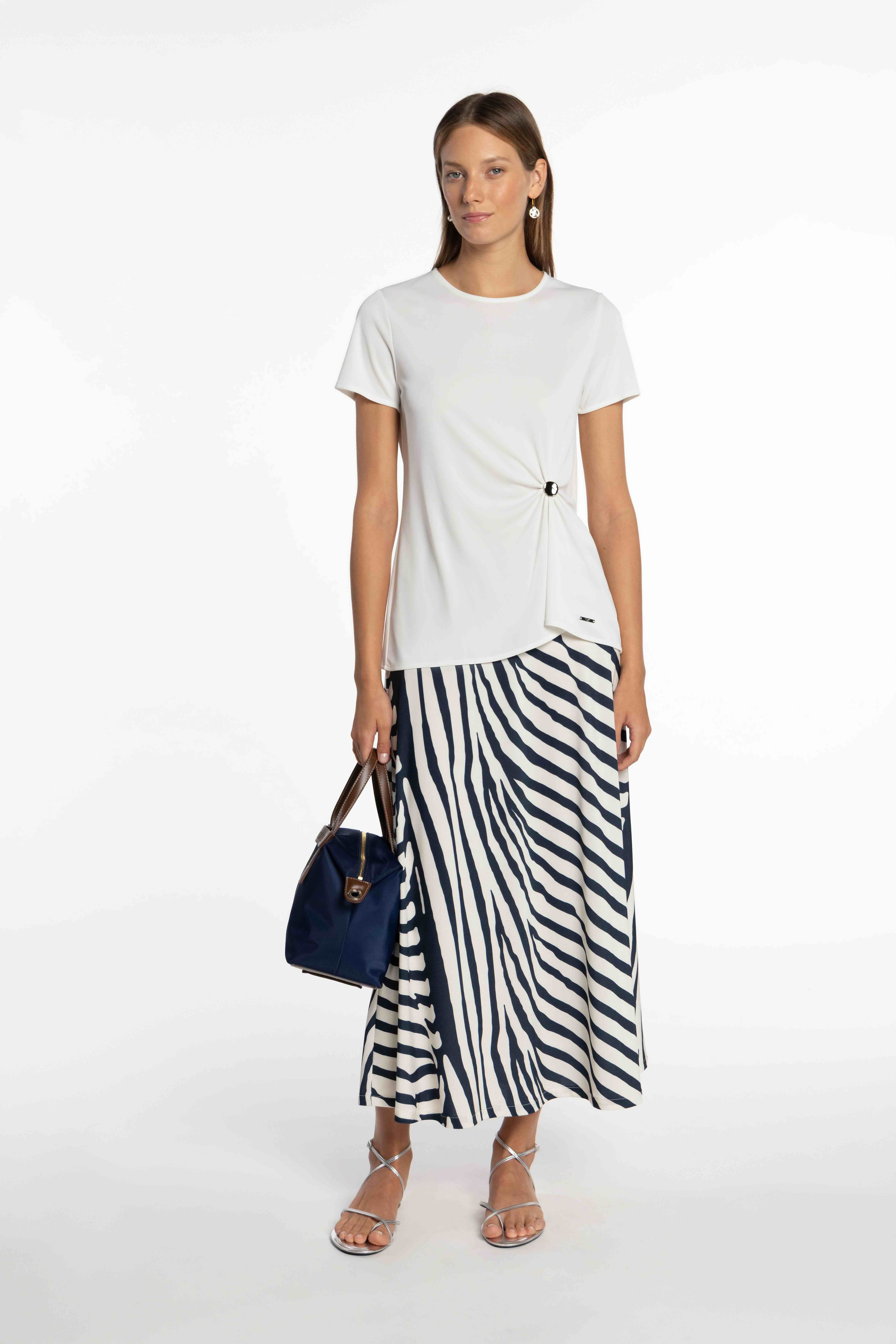 T-shirt de Malha Circular Franzida Cru-6